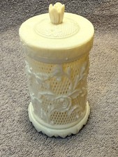 Vintage Carved Celluloid Cocktail Pick Holder Floral Design 23 Picks