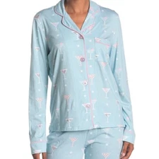 Cozy Zoe by Pj Salvage Womens Martini Printed Pajama Top in Sky Blue Medium $30