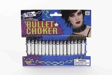 Punk Rock White Silver Bullet Choker Costume Accessory One Size