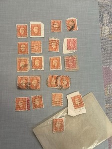 Lot of 21 GB King George VI Stamps 2d Orange Used Perfins London Cancels GB