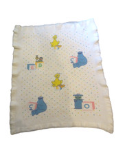 VTG Sesame Street Baby Blanket Thermal Waffle Weave Satin Edge Big Bird 34x44''