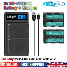 2x NP-FM500H Battery For Sony Alpha SLT-A57 A65 A77 DSLR-A100 A300 + LCD Charger