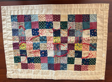 Vintage Doll-sized Quilt  14.5" x 10.5"  Machine-Stitched  1980s Patchwork