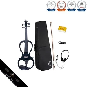 CEVN-1BK Solid Wood Silent/Electric Violin Style 1 Cecilio Black Metallic