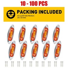 Amber 10-100x 3-led Truck Side Marker Lights Trailer Universal Clearance Light
