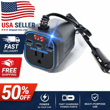 Car Power Inverter 200W with Dual USB and Type-C for Plug Outlet, 12v to 110v