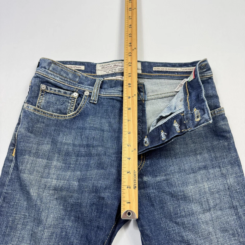 Pantalones de mezclilla Jacob Cohen para hombre 30 raros de lujo pierna recta Italia pantalones a medida Foto 4 de 4