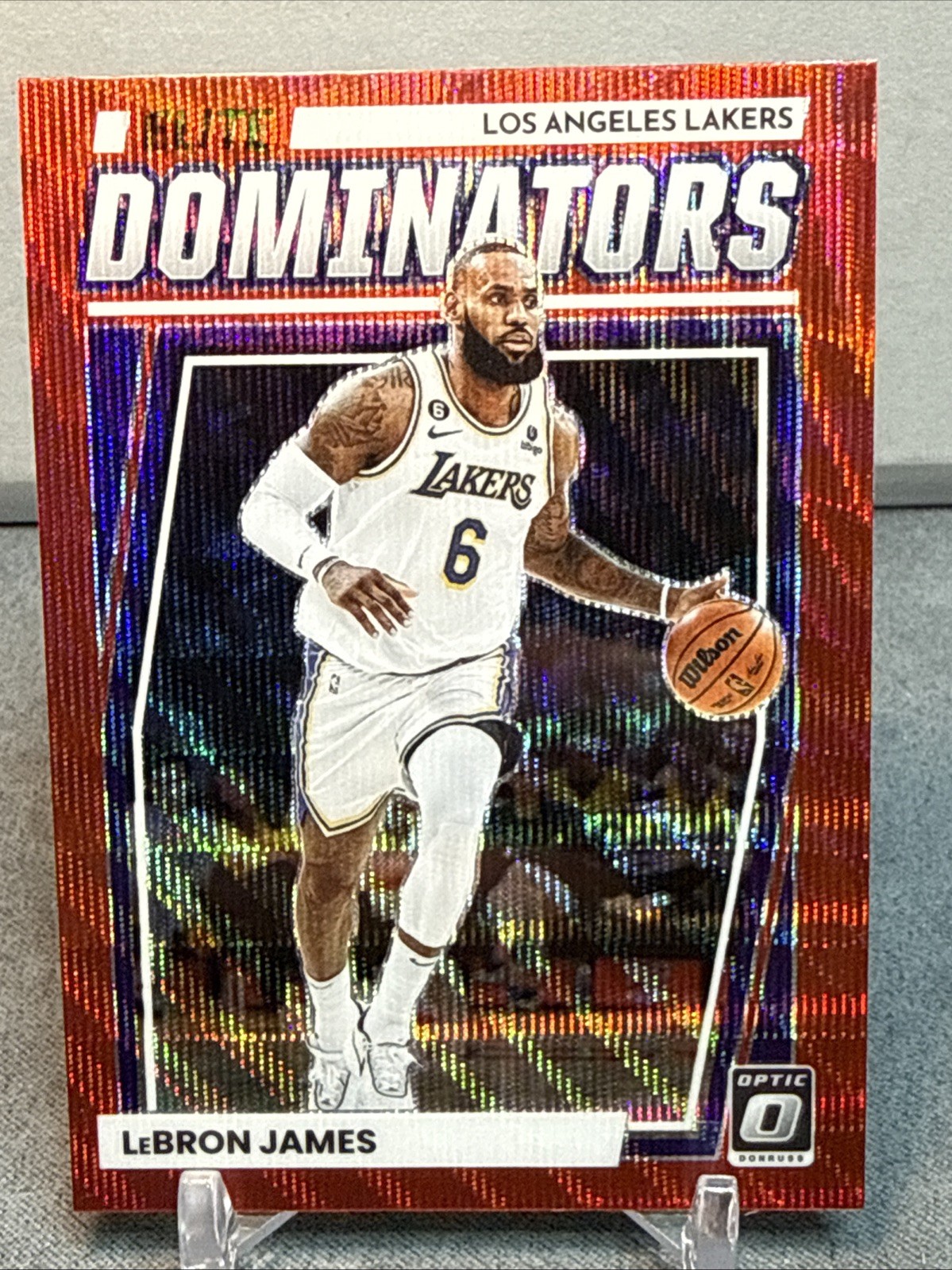 2022-23 Optic Red Wave Ruby Elite Dominators Lebron James SSP Case Hit 22