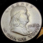 1949-P Franklin Half Dollar 50c Coin - Philadelphia - 90% Silver
