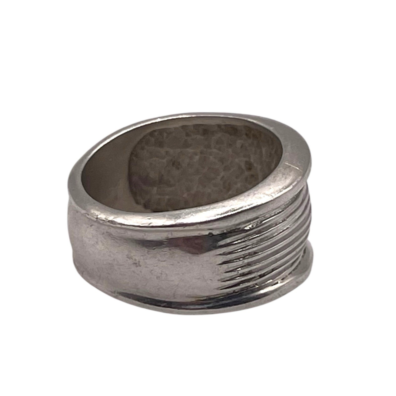 Solid Designer Ribbed 925 Sterling Silver 11mm Wi… - image 6
