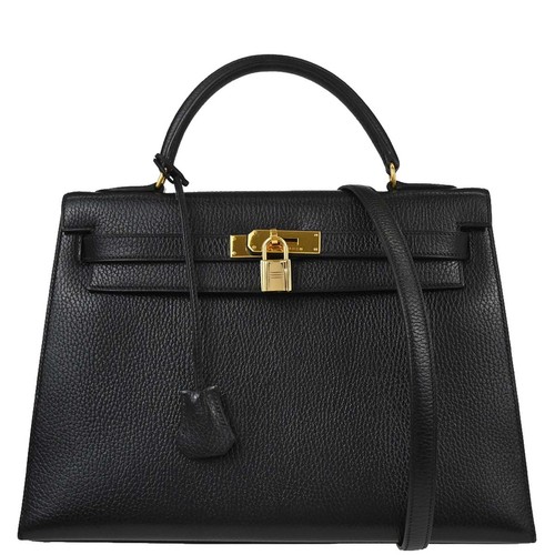 Hermes Black Ardennes Kelly 32 Sellier 2way Handbag 14 ◯Y 167285