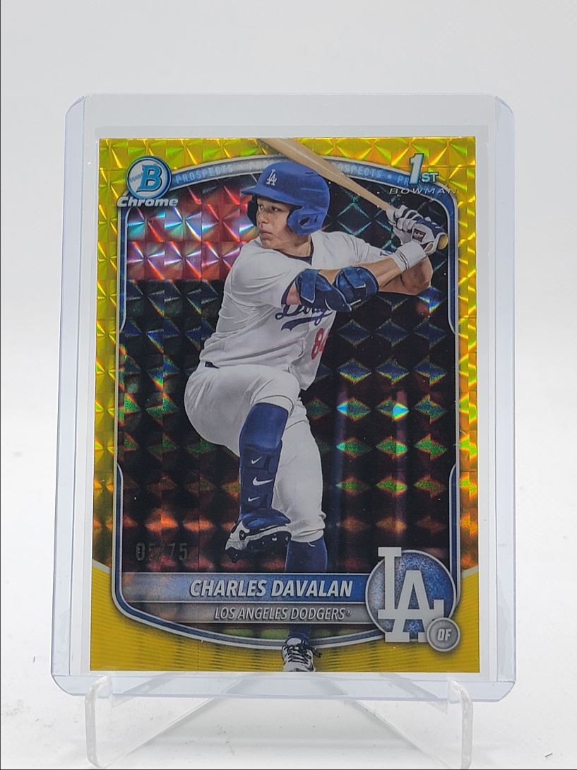 CHARLES DAVALAN 2025 BOWMAN CHROME DRAFT 1ST YELLOW GEOMETRIC /75 Q5547