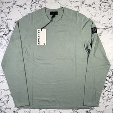 Maglione uomo BELSTAFF acciaio verde curvo cotone TAGLIA 2XL XXL NUOVO CON ETICHETTE autentico