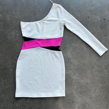 Vintage Y2K Charlotte Russe One Sleeve Off The Shoulder Womens Medium Mini Dress