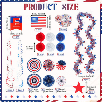 79 Pcs 4Th of July Golf Cart Decorations Kit 250Th Anniversary Patriotic Parade