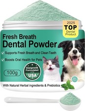 Dog Teeth Cleaning Powder 100g Mint Fights Plaque  Tartar Freshens Breath