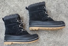 Cat  Jack Black Suede Leather Faux Fur Lined Thermolite Snow Boots Size 5