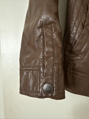 Urban Republic Kids Biker Faux Leather Jacket Size M (10/12) BROWN - Picture 3 of 8
