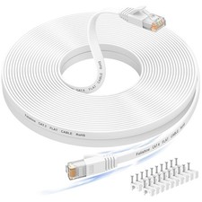 60FT Cat6 Ethernet Cable Flat RJ45 Computer Internet LAN Network Cord, White