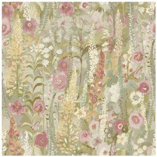 Watercolour Floral Wallpaper Lupin Sage Green Flower Pink Red Yellow Home Decor