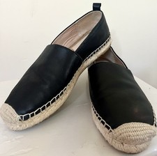 Sam Edelman Womens Khloe Espadrille Size 6.5 Black Leather Slip On Flat Shoe