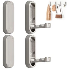 4Pcs Foldable Wall Hooks, Zinc Alloy Folding Hook Silver, Heavy Duty Folding ...