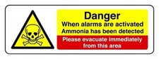 Danger When Alarms Are Activated E E Ammonia Has Been Detected Ae Sign