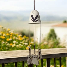 Vintage 1970's Pottery Owl Windchimes Natural Bohemian Hippie Porch Beach House