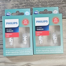 2 Packs 2 Philips Ultinon Led Red Light 194rled Red Rouge - 4 Total Bulbs T10