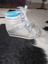 Justice Girls Silver High Top Sneakers Size 2