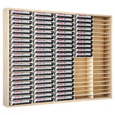 Marsui 100 Slot Cassette Tape Storage Holder Wooden Audio Tape Organizer Cass...