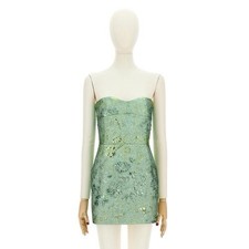Gucci Green Strapless Brocade Lame Short Dress - BNWT 813035