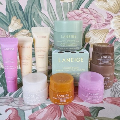 Laneige Lip Care Bundle Lip Sleeping Masks + Lip Glowy Balm Matcha 9 Piece