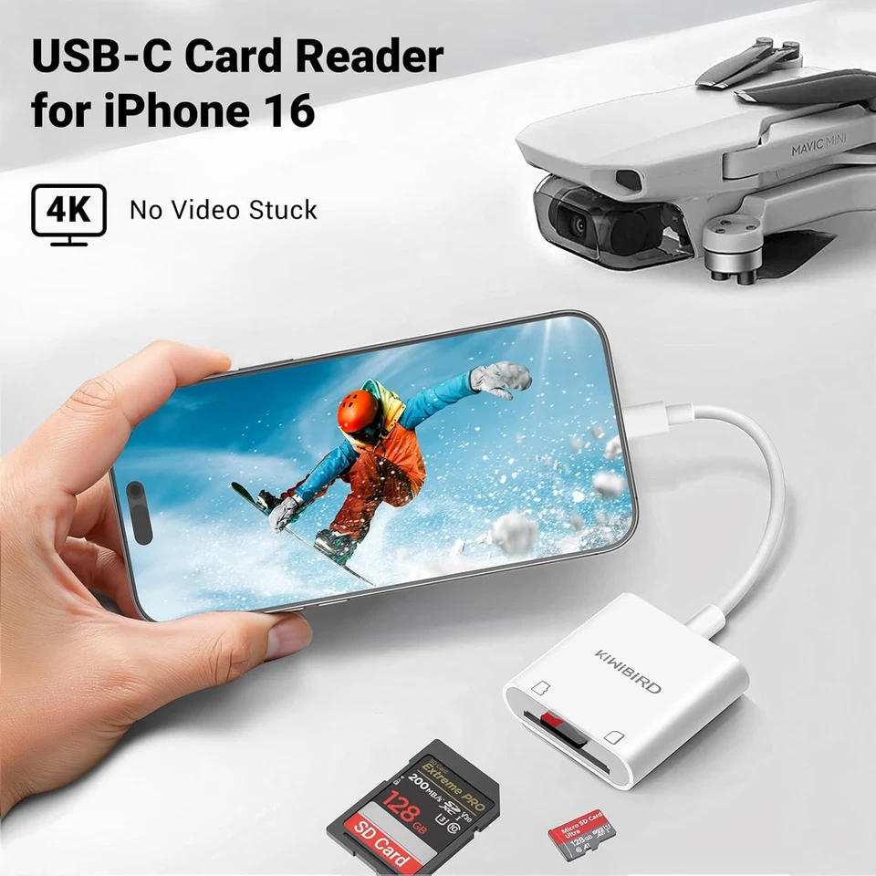 KiWiBiRD USB C SD Card Reader, Micro SD to Type C OTG Adapter for SDHC SDXC TF - Image 3 of 4