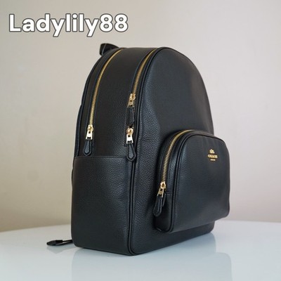 Coach 5669 Large Refined Pebbled Leather Court Backpack Bag Black