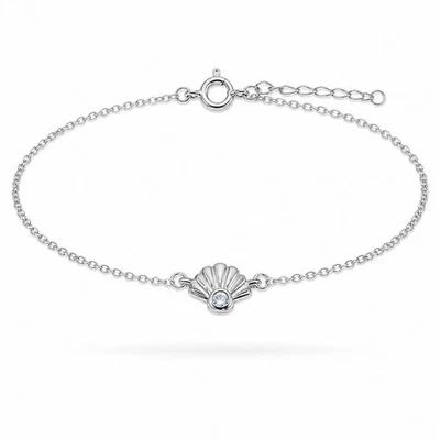 Fußkette Fußkettchen Seemotiv Muschel 925 Silber verstellbar Damen - Bild 1 von 4