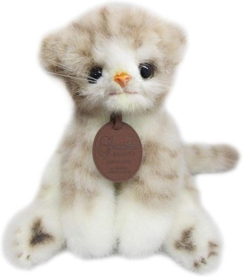 Scottish Fold Sitting Cat Plush Brown Graceful Series Made in Japan 22cm Sanei