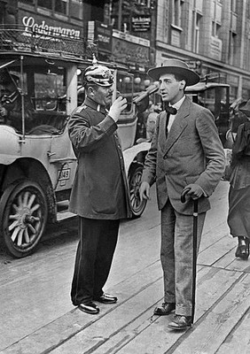 Berlin series a policeman giving a pedestrian informations Historic Old Photo