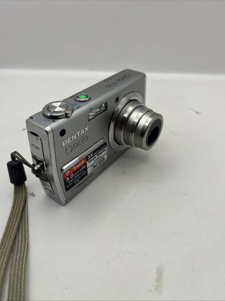 Pentax Optio T30 7.1MP Compact Digital Camera Silver With Case - Fully Working - Image 3 of 4