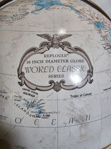 Vintage Replogle 16" World Classic Serie Globus mit Messing & Holzsockel 38" hoch - Bild 5 von 12