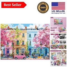 Eco-Friendly 500 Pieces Spring Street Puzzle - Glossy Art for Adults, 20.5x15in