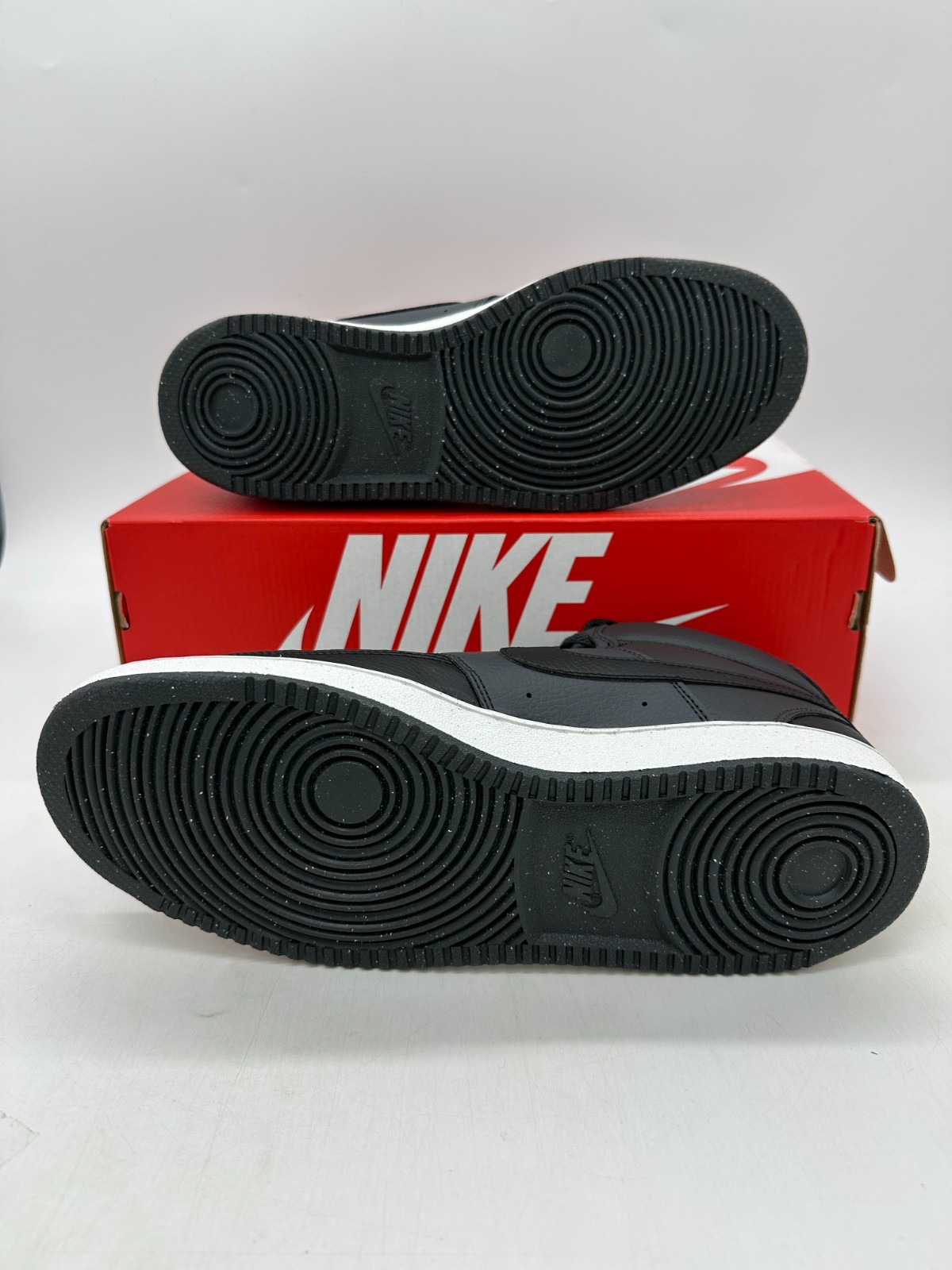 Nike Court Vision Mid Men's Size 10 Black White Leather Shoes DN3577 005 thumbnail 3