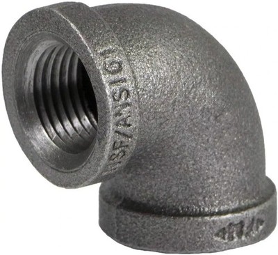 Lot of (two) 2'' Black Malleable Iron 90 Degrees Elbow Fitting Female Threaded
