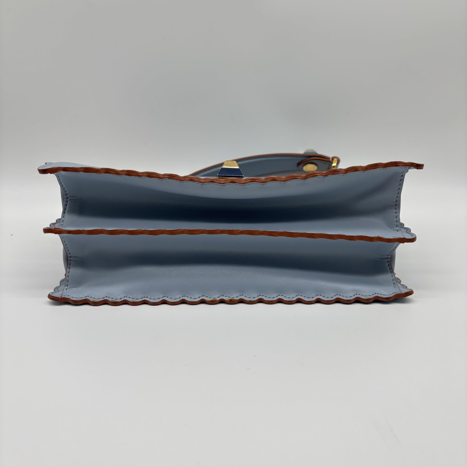 Blue Leather Scalloped Kan I Shoulder Bag - ## image 3