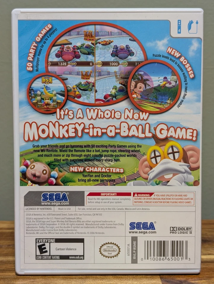 Super Monkey Ball: Banana Blitz (Nintendo Wii) CIB - Tested - Near Mint Disc! - Image 3 of 4