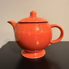 Vintage Fiesta Radioactive Red Ceramic Tea Pot with Lid & Handle, made in USA