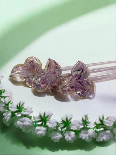 Murano style vintage hand-blown  long stemmed hand blown glass art flowers   #3