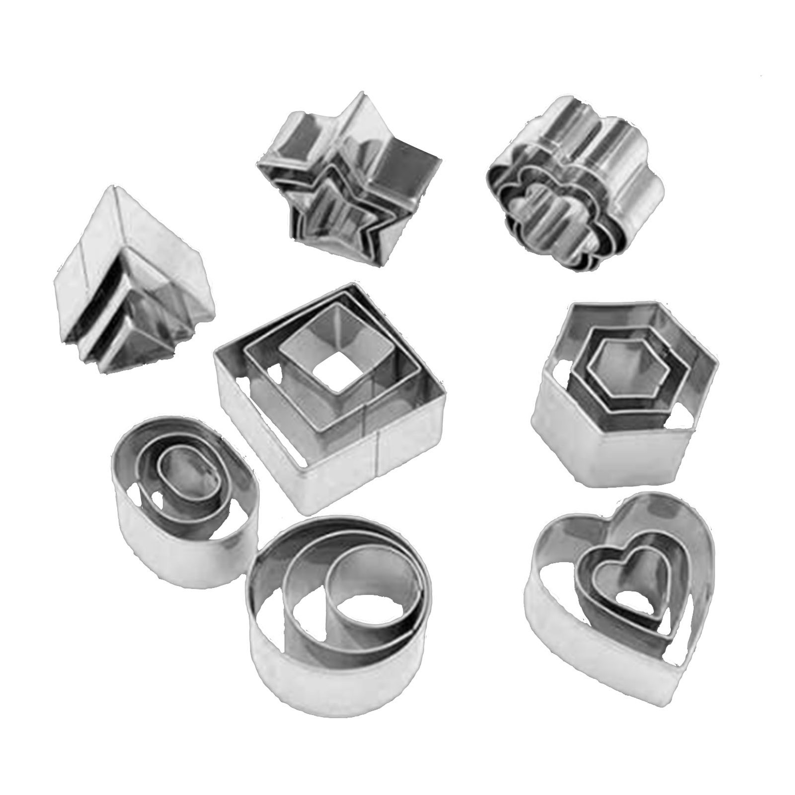 24 Pcs Cookie Cutters Set Biscuit Mould 430 Stainless Steel Vegetable Fruit Cutt
