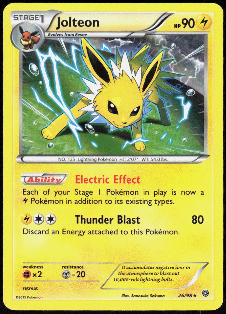 Jolteon 26/98 Holo Rare Ancient Origins Pokemon Lightly Played