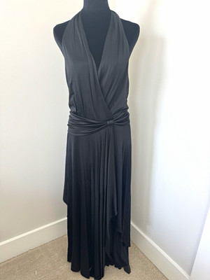 BCBGMAXAZRIA Max Azria black draped halter evening gown discontinued small